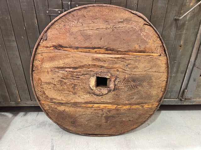 Late 1800s Oak Ox Cart Wheel  # 7356