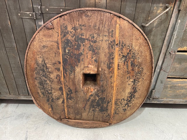 Late 1800s Oak Ox Cart Wheel  # 7356