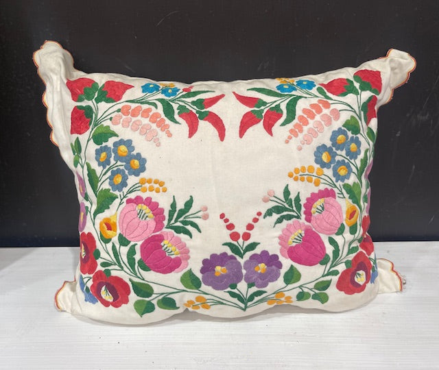 Vintage Hungarian Embroidered Pillow #7373