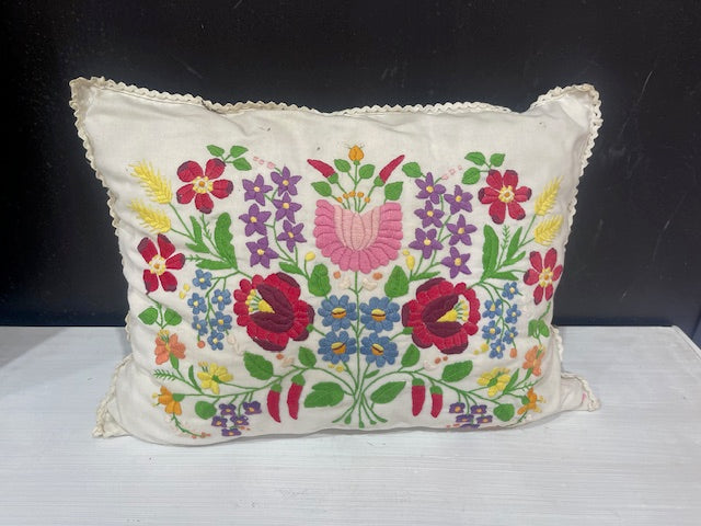 Vintage Hungarian Embroidered Pillow #7375