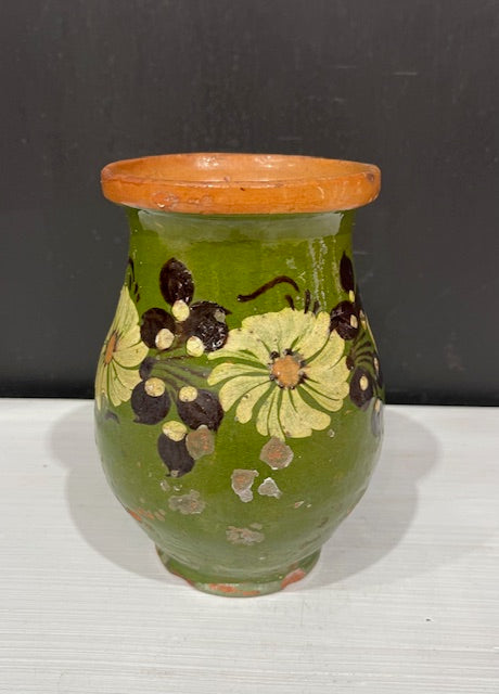 Vintage  Glazed  Hungarian  Terracotta Jug  #7381