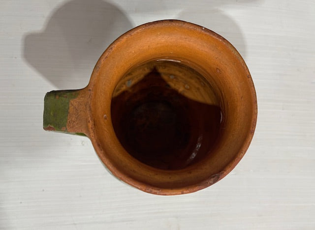 Vintage  Glazed  Hungarian  Terracotta Jug  #7381