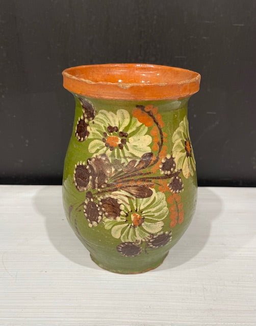 Vintage  Glazed  Hungarian  Terracotta Jug  #7382