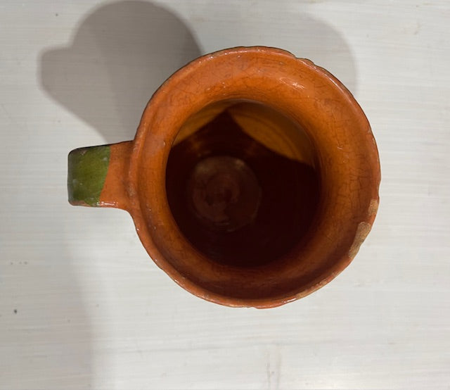 Vintage  Glazed  Hungarian  Terracotta Jug  #7382