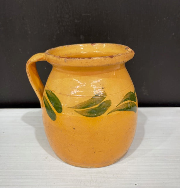 Vintage  Glazed  Hungarian  Terracotta Jug  #7383