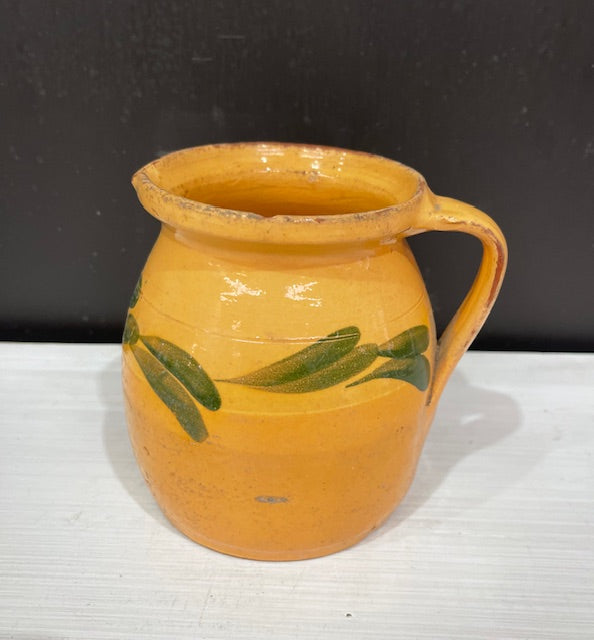 Vintage  Glazed  Hungarian  Terracotta Jug  #7383