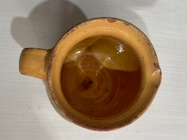 Vintage  Glazed  Hungarian  Terracotta Jug  #7383
