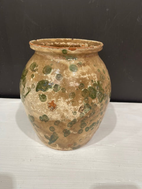 Vintage  Glazed  Hungarian  Terracotta Jug  #7384