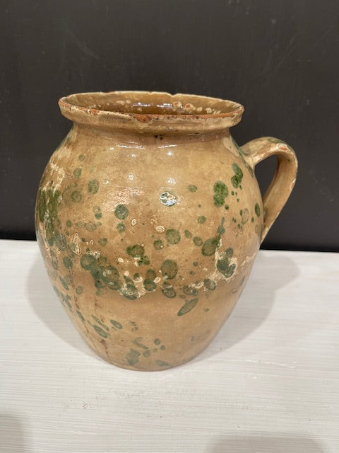 Vintage  Glazed  Hungarian  Terracotta Jug  #7384