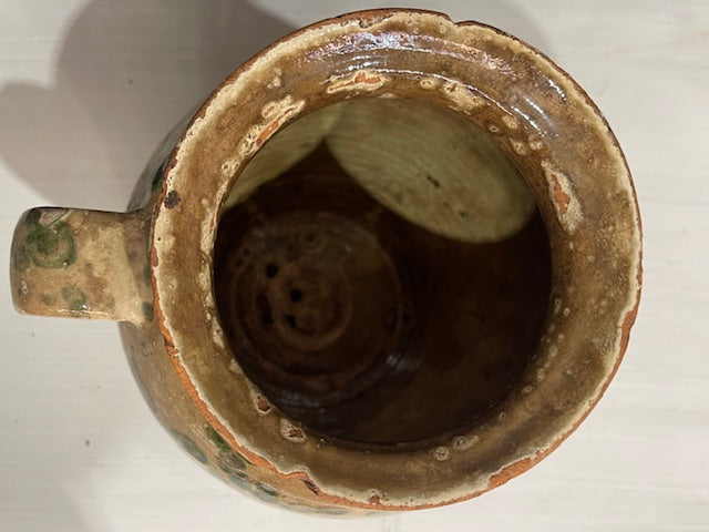 Vintage  Glazed  Hungarian  Terracotta Jug  #7384