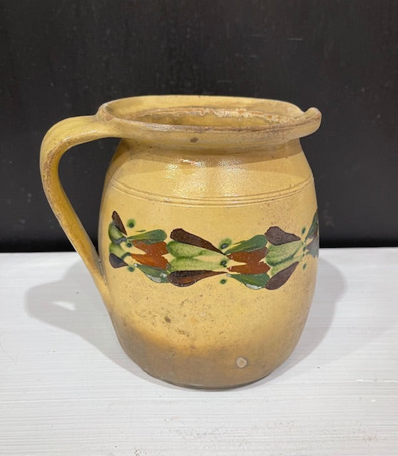 Vintage  Glazed  Hungarian  Terracotta Jug  #7385