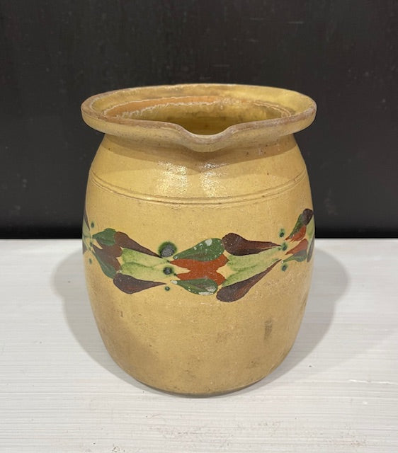 Vintage  Glazed  Hungarian  Terracotta Jug  #7385