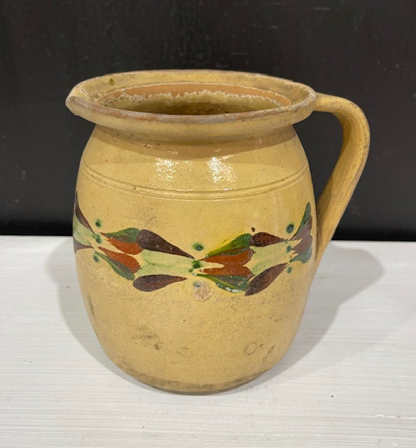 Vintage  Glazed  Hungarian  Terracotta Jug  #7385