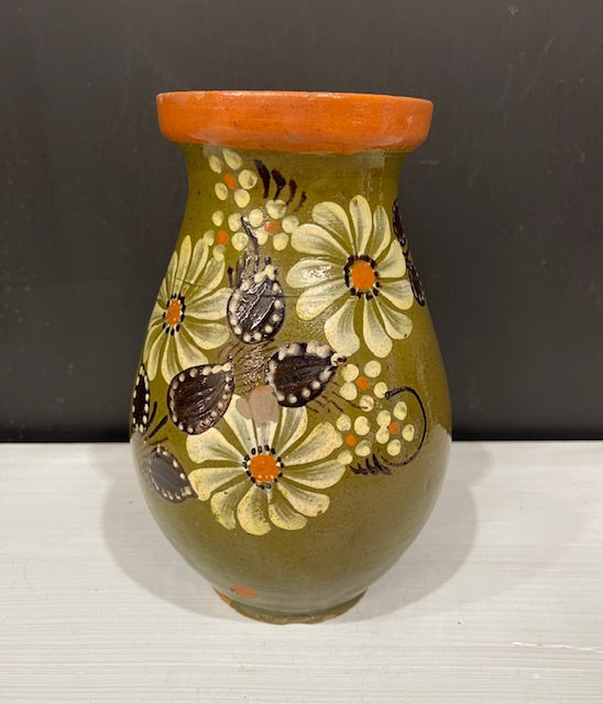 Vintage  Glazed  Hungarian  Terracotta Jug  #7386