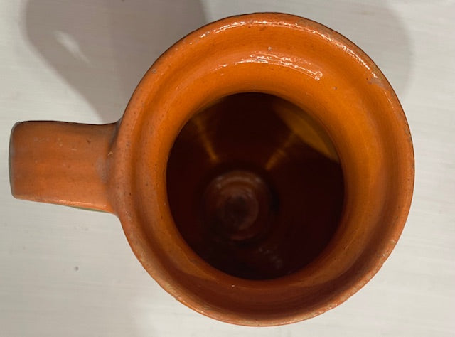 Vintage  Glazed  Hungarian  Terracotta Jug  #7386