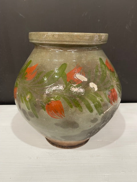 Vintage  Glazed  Hungarian  Terracotta Jug  #7387