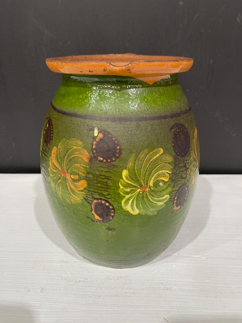 Vintage  Glazed  Hungarian  Terracotta Jug  #7388