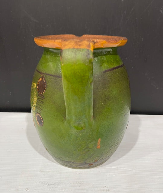 Vintage  Glazed  Hungarian  Terracotta Jug  #7388