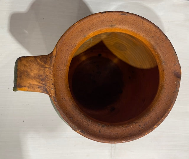 Vintage  Glazed  Hungarian  Terracotta Jug  #7388