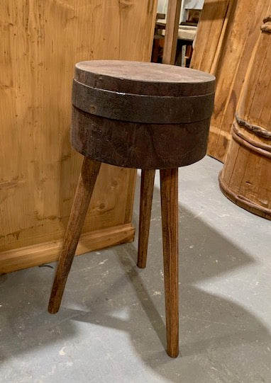 Vintage  European Wooden Block Stool #5051