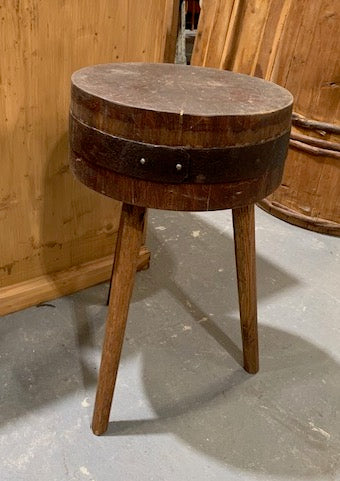 Vintage  European Wooden Block Stool  / Side Table #5052