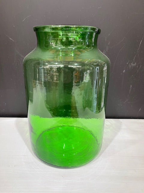 Vintage RomanianGreen  Glass Vase  #7395