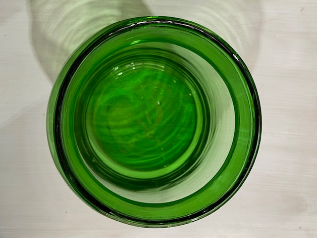 Vintage RomanianGreen  Glass Vase  #7396