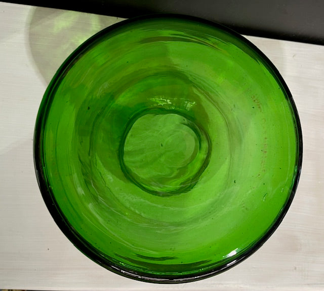 Vintage RomanianGreen  Glass Vase  #7396