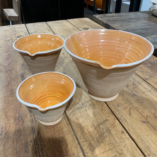 Hungarian Glazed Terracotta Baking Mixing Bowls  #5075