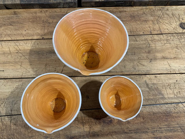 Hungarian Glazed Terracotta Baking Mixing Bowls  #5075