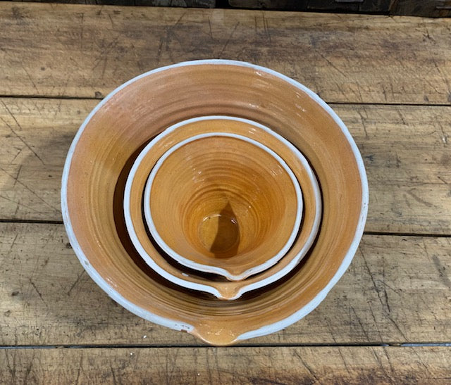 Hungarian Glazed Terracotta Baking Mixing Bowls  #5075