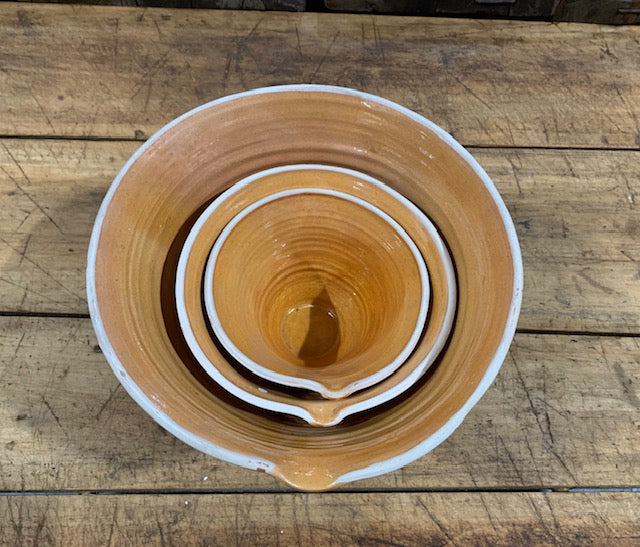 Hungarian Glazed Terracotta Baking Mixing Bowls  #5075