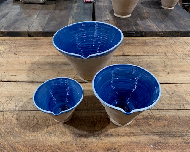 Hungarian Glazed Terracotta Baking Mixing Bowls  #7039