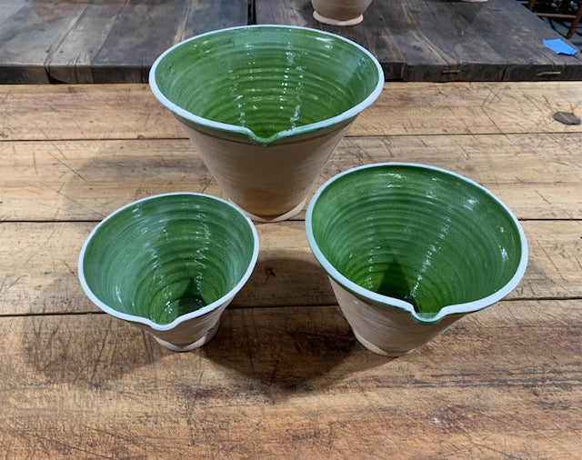 Hungarian Glazed Terracotta Baking Mixing  Bowls  #5078