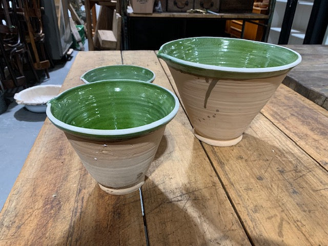 Hungarian Glazed Terracotta Baking Mixing  Bowls  #5078