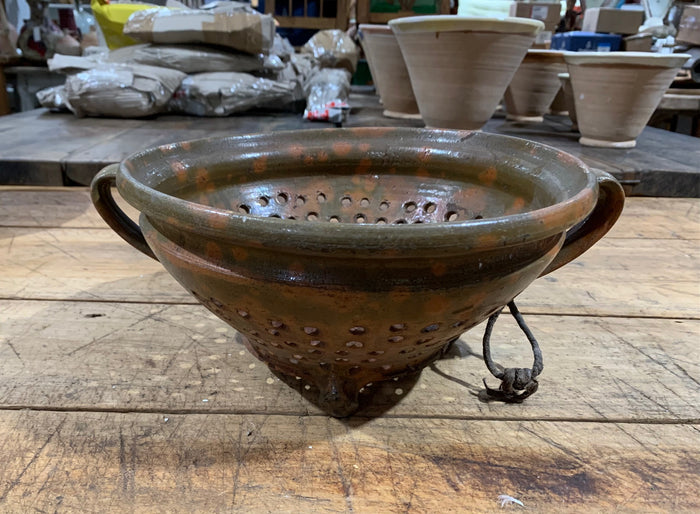 Vintage Hungarian Glazed Ceramic  Colander   #5085