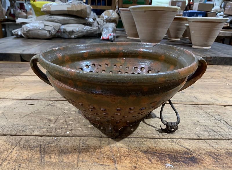 Vintage Hungarian Glazed Ceramic  Colander   #5085