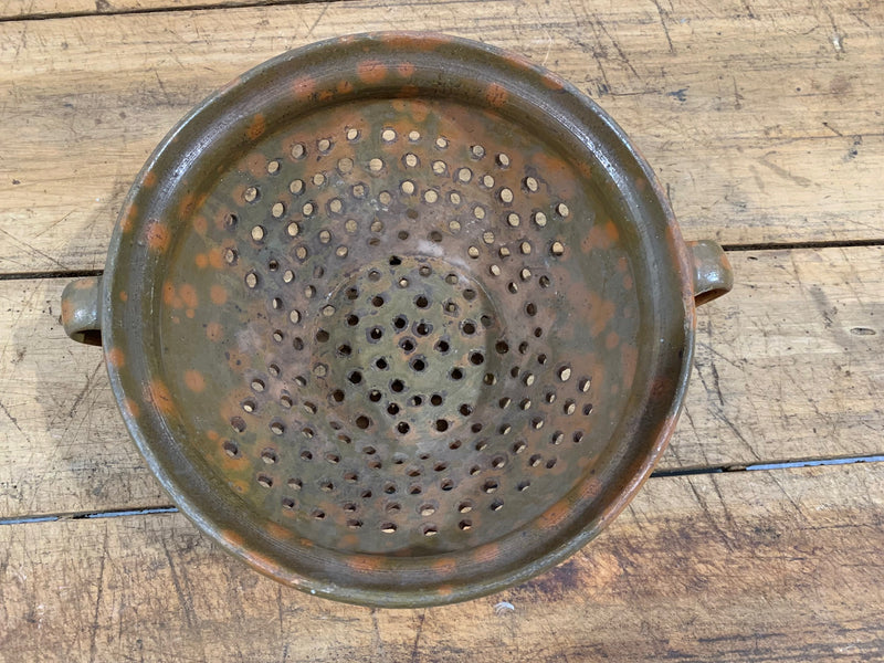Vintage Hungarian Glazed Ceramic  Colander   #5085