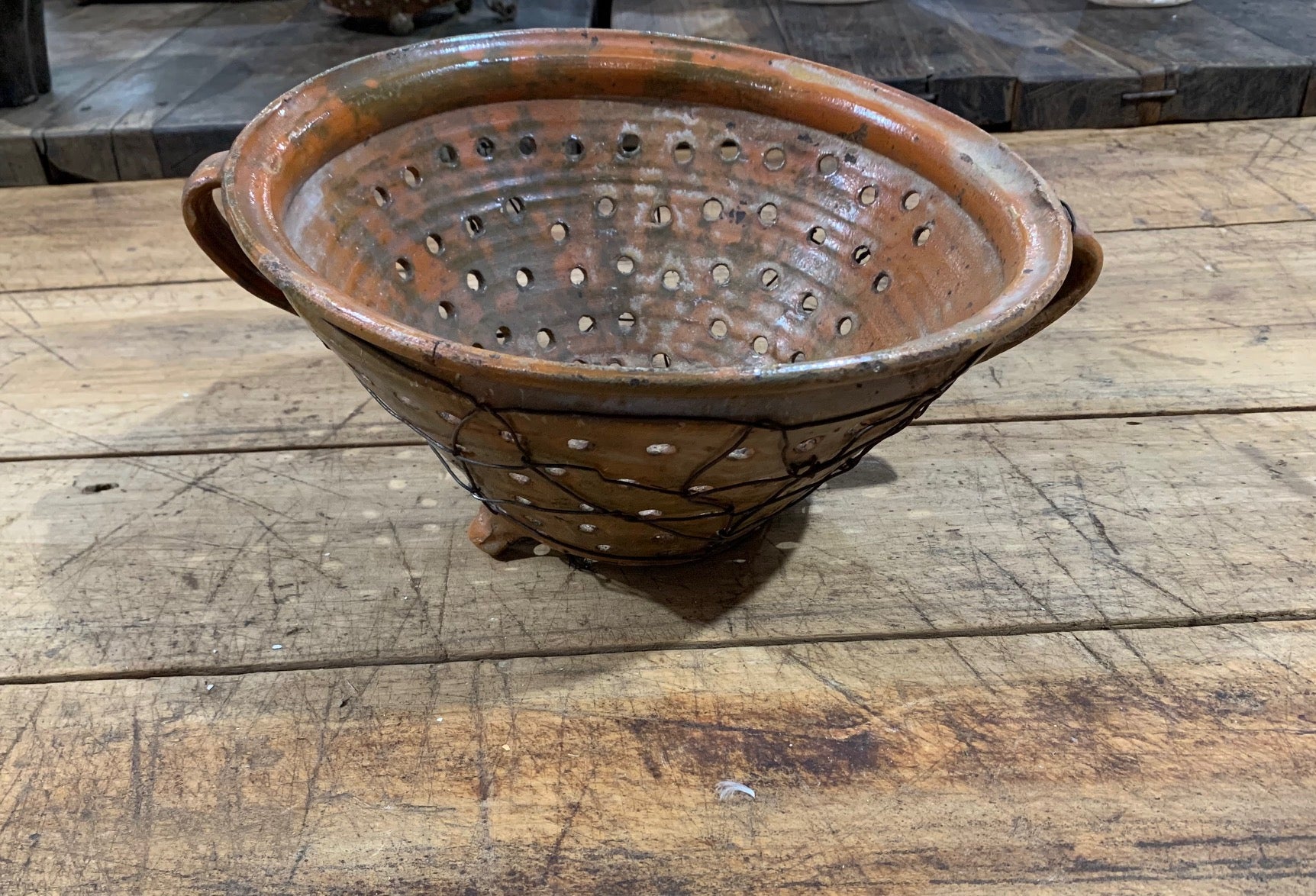 Vintage Hungarian Glazed Ceramic Colander #5086 – Fossil Vintage Australia