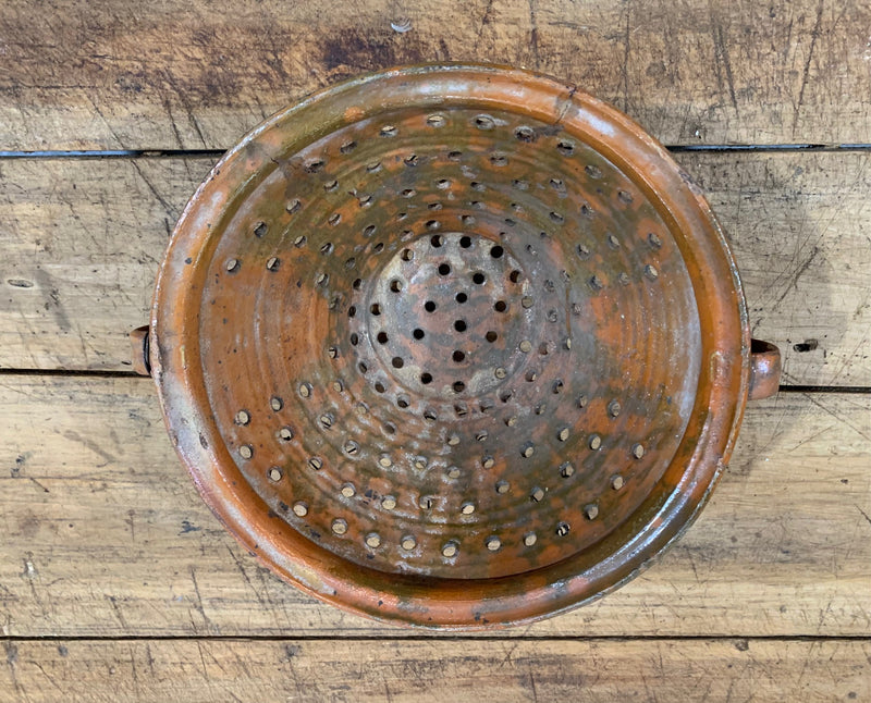 Vintage Hungarian Glazed Ceramic  Colander   #5086