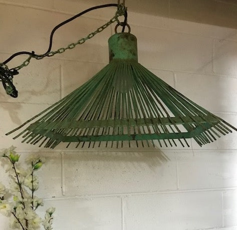 Vintage Green Metal "Cage" Light  #5450  Byron