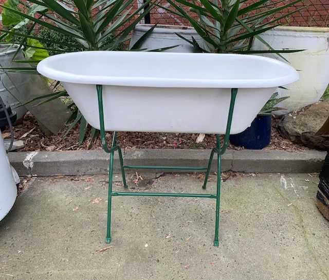 Vintage  Enamel Baby Bath and Stand / Drink Stand #5106