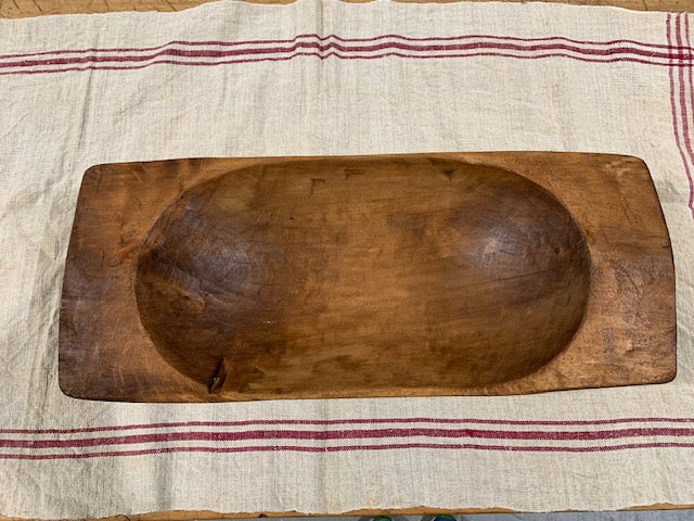 Vintage  European Handcarved Wooden Dough Bowl  #5111