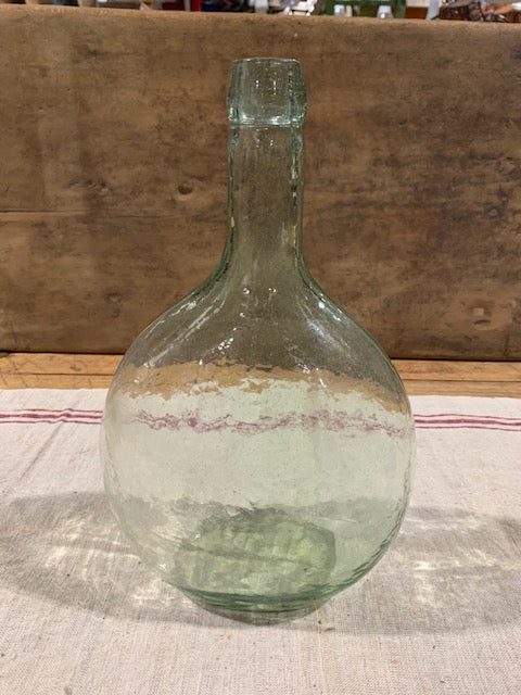 Vintage Flat Demijohn Glass Bottle  #5123