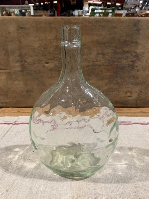 Vintage Flat Demijohn Glass Bottle  #5124