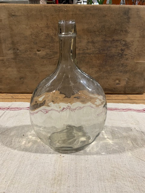 Vintage Flat Demijohn Glass Bottle  #5125