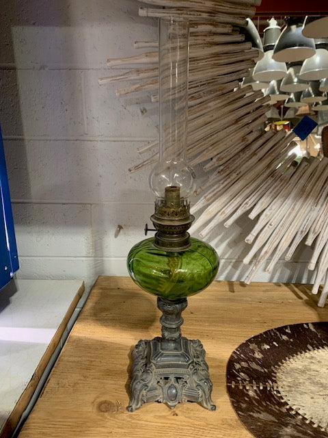 Vintage Romanian Glass Oil Lamp  #5141