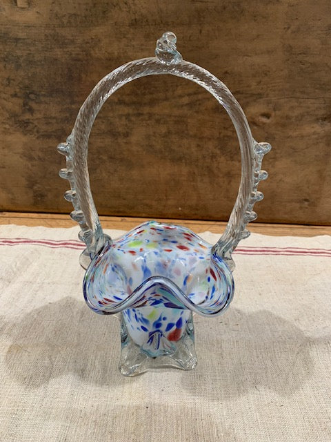 Vintage Romanian Glass Basket  #5148