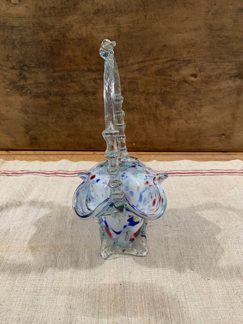 Vintage Romanian Glass Basket  #5148