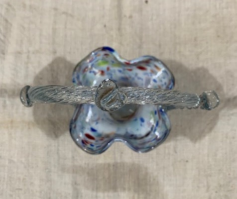 Vintage Romanian Glass Basket  #5148